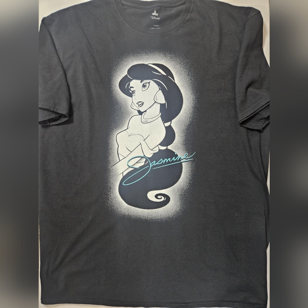 Disney Jasmine Womens T-Shirt 2X Black White Teal Logo Aladdin Vintage‎ 90s Tee